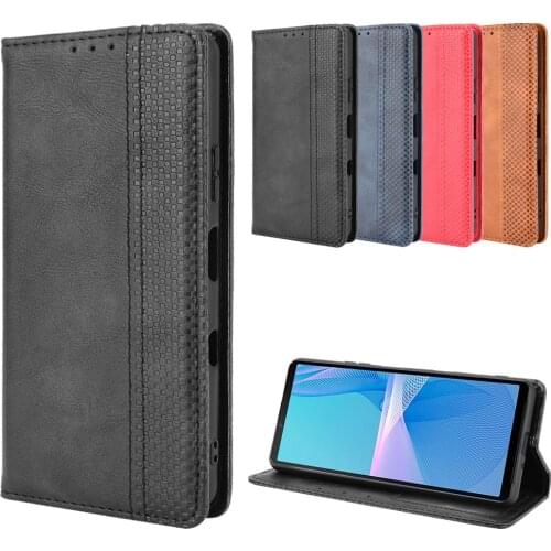 Retro Slim Leather Flip Cover For Sony Xperia 10 III Wallet Card Stand Magnetic Book Cover For Sony Xperia10 III SO-52B Cases