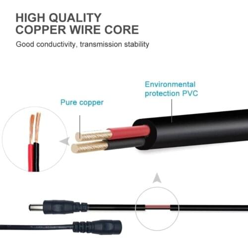 K1KF 5.5mm x 2.1mm Extension Cord DC 12v Male to Female Plug Power Supply Adapter for Camera Surveillance LED Strip Car