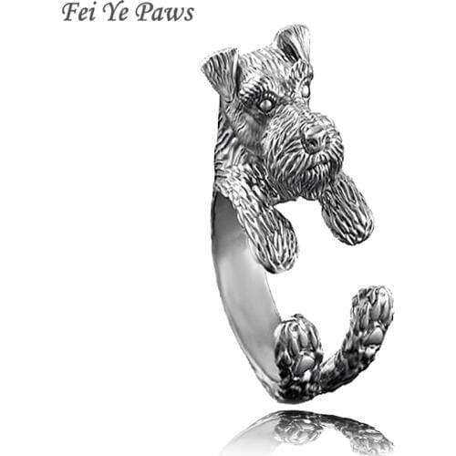 Retro Boho Schnauzer Dog Puppy Wrap Rings For Woemn Jewelry Anel Rat Terrier Animal Unique Couple Ring Men Love Party Jewelry
