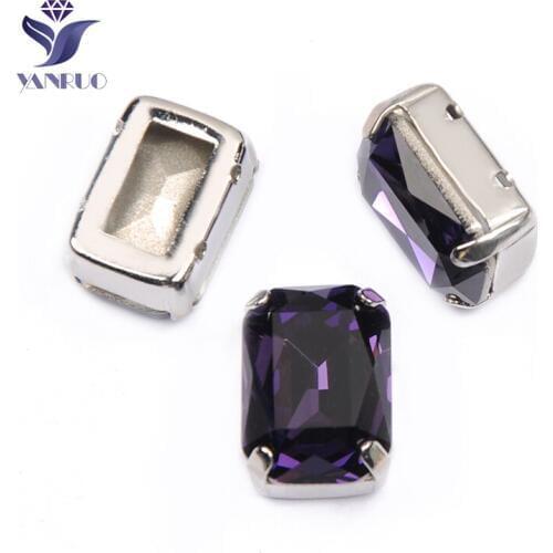 YANRUO 4627 All Sizes Purple Velvet Octagon Sewing Crystals Glass Stones Point Back Strass Craft Rhinestones On Clothes