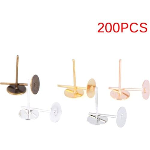200pcs/lot Earrings Ear Stud Pin Blank Post Earring Studs Base Pins With Earring Plug Findings Ear Back For DIY Jewelry Making