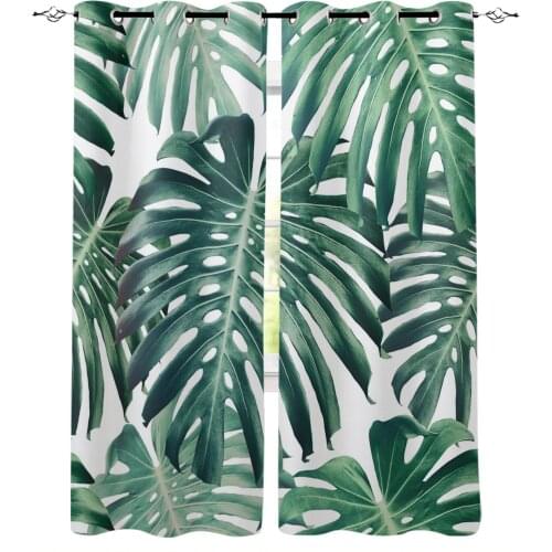 Green Turtle Tropical Plant Palm Leave Curtains For Living Room Modern Window Curtains For Bedroom Curtains Drapes Blinds