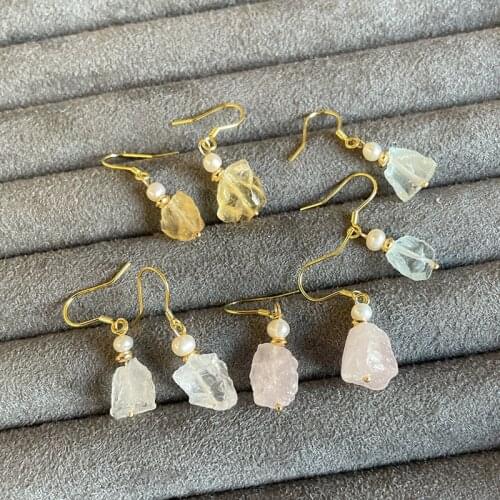 Morivovog 925 Sterling Silver Natural Crystal Drop Earrings with Stone for Women Irregular Amazonite Earring Handmade Jewelry