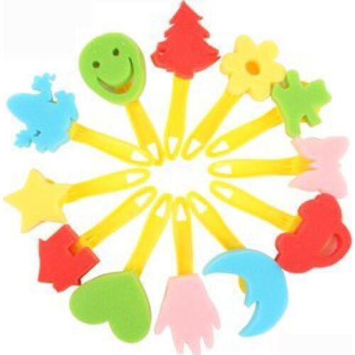 12PCS/LOT,Mixed design art sponge,Paint brushes,Art tools,Drawing toys set,Craft material,12 design,15*6*1.2cm.Freeshipping