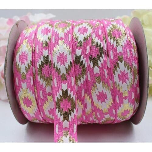 16612-14 ,5/8'' 16MM hot gold print diamond Elasticity ribbon ,10 yards DIY handmade hair accessories Material , free shipping