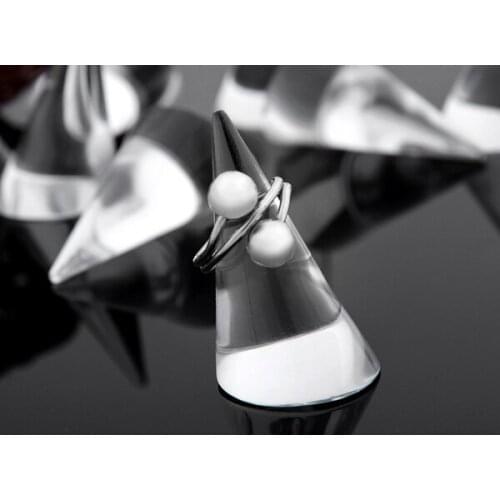 2PCS Cone Shape Organic Glass Acrylic Clear Jewelry Ring Display Holder Stand, Jewelry Showcase Display Stand organizer porte