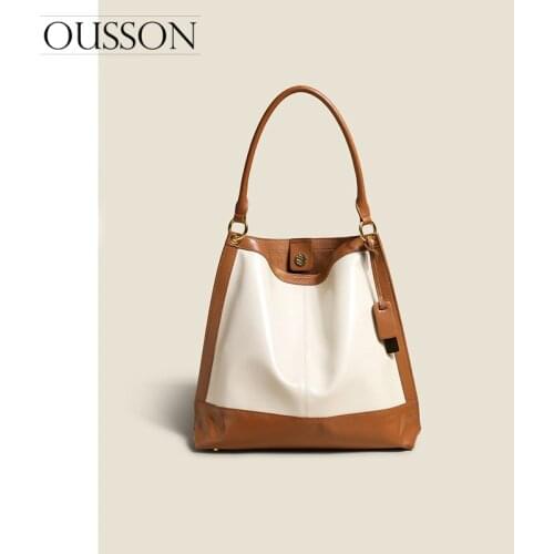 OUSSON 2021 New Design Leather Large Capacity Bucket Bag Fashion Messenger Bag Multifunctional Tote Bag For Women