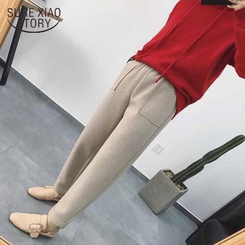 2021 Spring Thick Women Harem Pants Wool Autumn Winter Pants Women Korean Plus Size Pantalon Loose All-match Trousers Capris