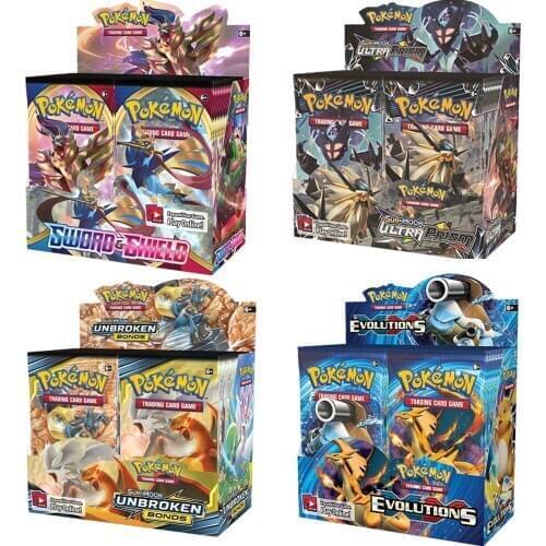 324Pcs/box All Latest Versions Pokemon Cards XY Sun&Moon Sword&Shield 36 Pack Booster Box Collecting Toys