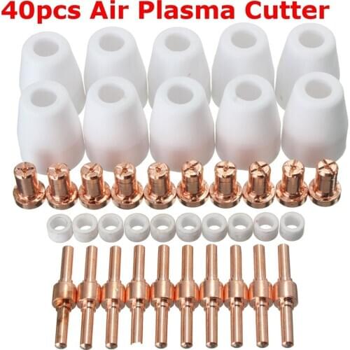 40Pcs Air Plasma Cutter Consumables Extend Fit Soldering iron Soldering Welderes Torch Parts for PT-31 LG-40 Torch CUT-40 50