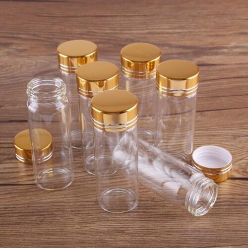 5pcs 40ml 30*80mm Perfume Bottles Glass bottles with Golden Caps Spice Jars Potion bottles message bottle for Art Craft