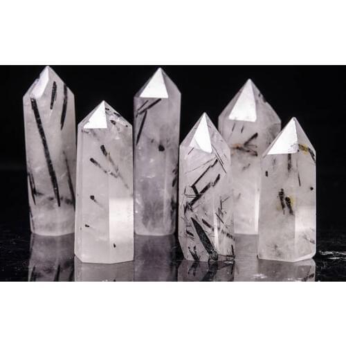 5pcs gorgeous 100% Natural black tourmaline Crystal polished single point rock crystal healing as Christmas gift