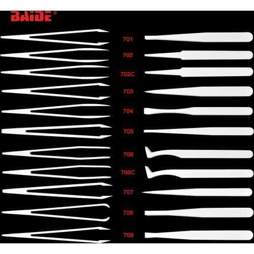 700-709 Plastic Tweezers Set White Color Hand Repair Tools for Electronic,Repair,Laboratory, industrial, cleanroom 500pcs/lot