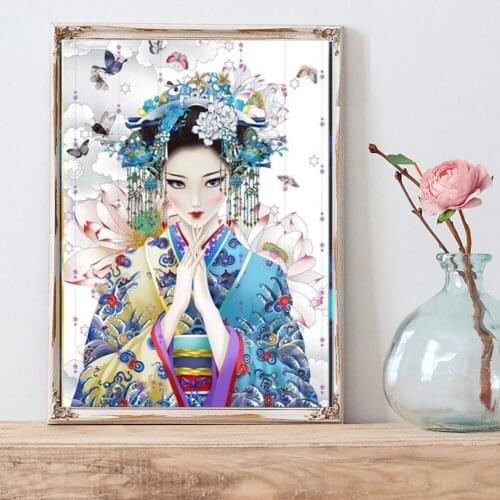 5D Diamond Embroidery Full Square Diamond Painting Fantasy Japanese Geisha Woman Wallpaper Picture Of Rhinestones Mosaic Decor