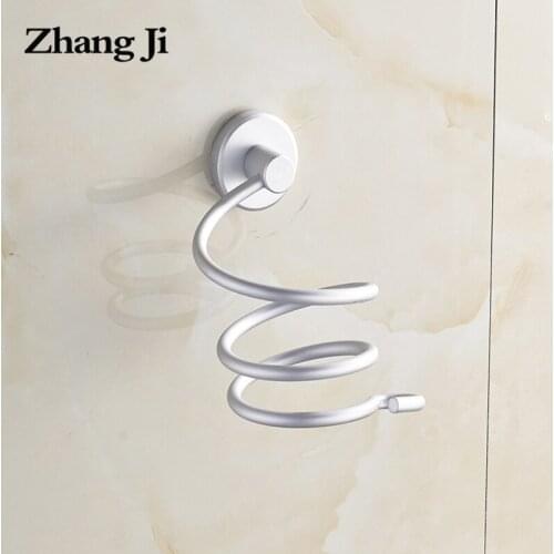 ZhangJi Space Aluminum Rack Wall Hair Dryer Holder Hairdryer Storage Holder Bathroom Accessories Dryerscombs Holder Cup Storage