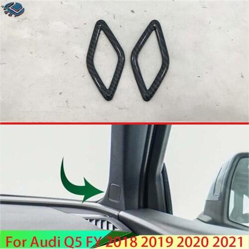 For Audi Q5 FY 2018 2019 Decorate Accessories Carbon Fiber Style Interior Front Door Triangle Cover Trim A Pillar Trim Audio