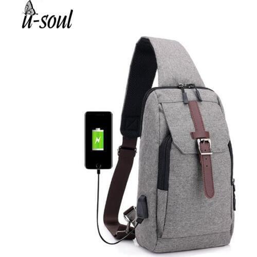 Men Business Travel crossbody bag Casual Chest Bag Labtop USB bags Charging Function Shoulder Bags Handbag A10262