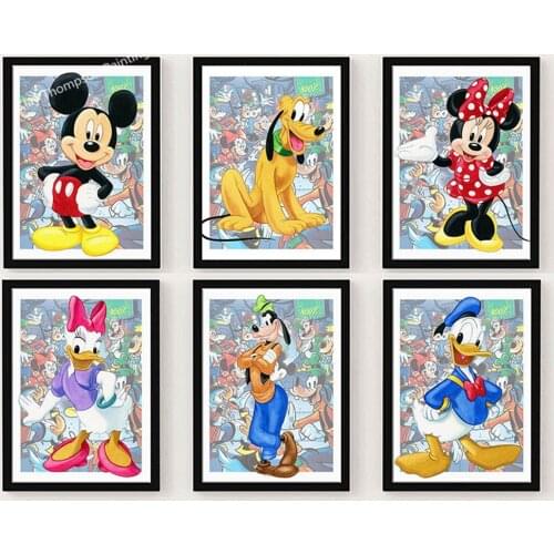 Disney Mickey Mouse and Donald Duck 5D DIY Diamond Painting Cartoon Animal Embroidery Cross Stitch 5D Rhinestone Childrens Gift