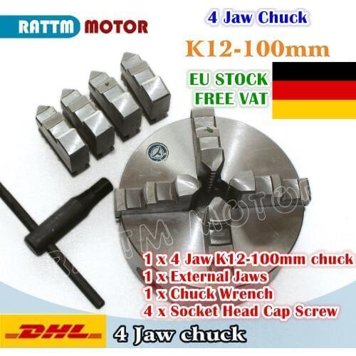[EU/RU Delivery] 4 Jaw K12-100mm Manual Chuck self-centering CNC Machine tool Lathe Chuck