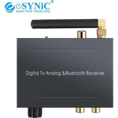 ESYNiC 192k Bluetooth-compatible DAC Digital Optical Coaxial to 3.5mm RCA Analog Audio Converter for Cell Phone Bluetooth Audio
