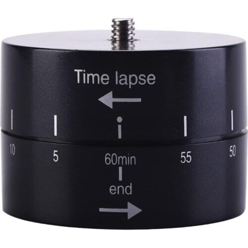 360-Degree Rotation/ 60-Minute Panoramic Time Lapse Tripod Head for DSLR Camera and Smartphones, Photography, Black