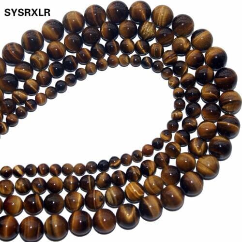 Hot Sale Natural Stone Yellow Tiger Eye Beads 15" Strand 4 MM 6 MM 8 MM 10 MM 12 MM Pick Size For Jewelry DIY Bracelet Necklace