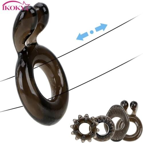 IKOKY 4 Piece /Set Enlargement Penis Sleeve Sex Toy for Men Ejaculation Delay Extender Clitoral Stimulate Ring Penis Ring