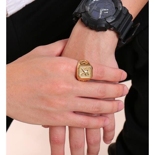 Retro Gold Tone Eagle Signet Ring for Men Stainless Steel Male Casting American Male Jewelry