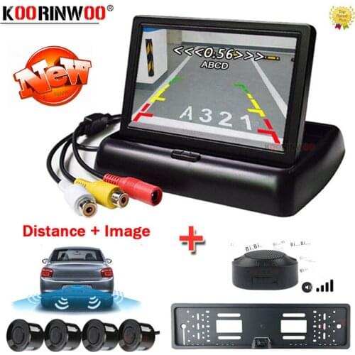Koorinwoo Ultrasonic Sensor 4 parking sensors for cars Radar Detector 2.4G Adopter Rear view Camera For European Plate Camera