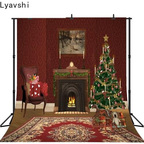 Lyavshi photography backdrop Christmas tree decoration Trojan horse Gift Bear carpet background photo studio camera fotografica
