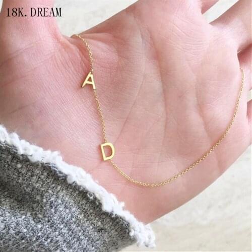 Cute Personalized Sideways Initial Necklace Dainty Custom Letter Pendants Christmas Gifts for Her Bridesmaid Jewelry