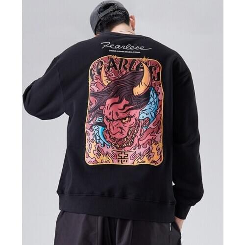 Hip Hop Embroidery Print MenS Clothing 2020 Autumn Loose Male Hooded Sweatshirts Chinese Streetwear Sweatshirt Tops KK3352