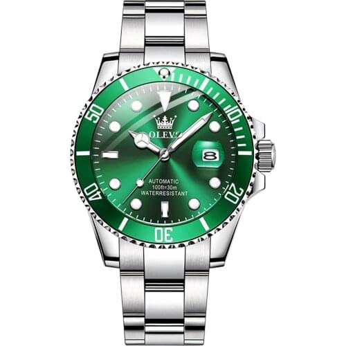 OLEVS New Watch Mens Automatic Mechanical Watch 30 Meters Life Waterproof Stainless Steel Strap Large Dial Hand Watch6650