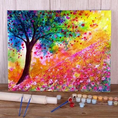Natural Scenery Valentine Tree DIY Paint By Numbers Package Oil Paints 40*50 Canvas Pictures Handmade For Kids For Handiwork