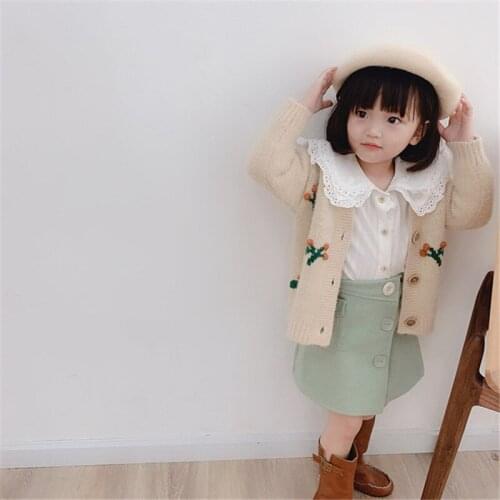 New Girls Sweater Babys Coat Outwear 2021 Fashion Thicken Warm Spring Autumn Buttons Cardigan Jacket Childrens Clothing