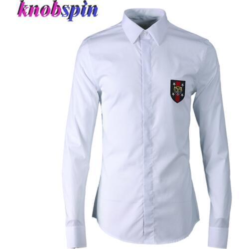 Brand Design Shirt men 2019 Turn-down collar Full sleeve Solid Slim Chemise homme 80% Cotton Business male Dress shirts size 4XL