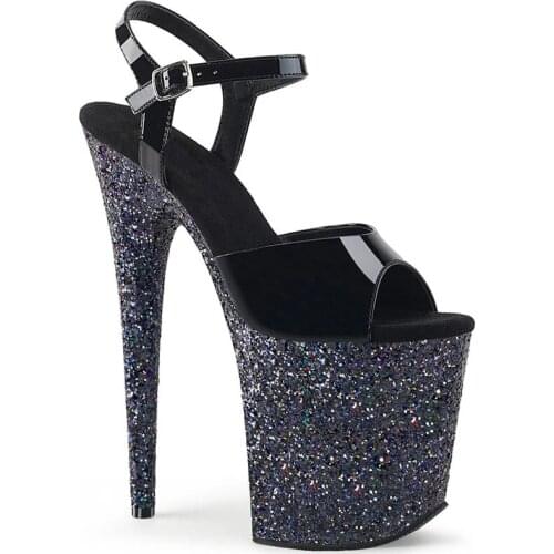 New summer word with sandals female wild simple Patent Leather Buckle 20CM Thin High Heels waterproof Rhinestone woman shoes