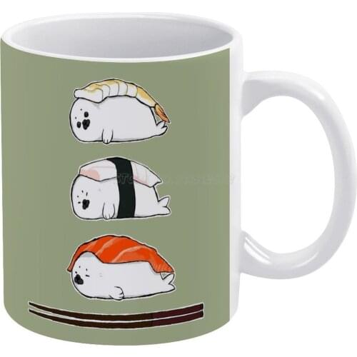 Sashimi , Except Its Baby Harp Seals White Mug To Friends and Family Creative Gift 11 Oz Mug Coffee Ceramic Mug Harp Seal Sushi