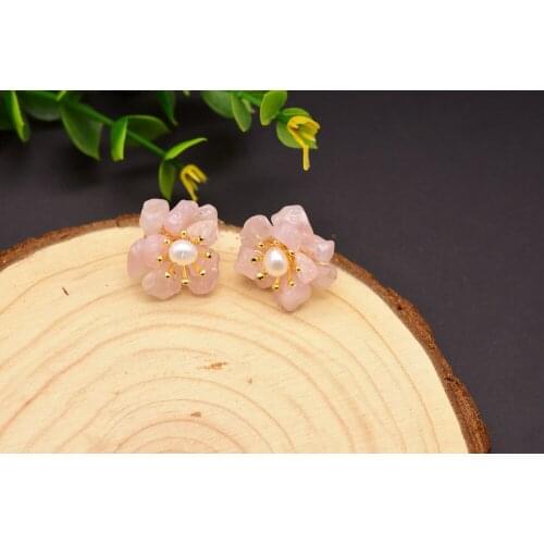 S925 sterling silver earrings retro natural pearl earrings flowers sweet French earrings simple handmade