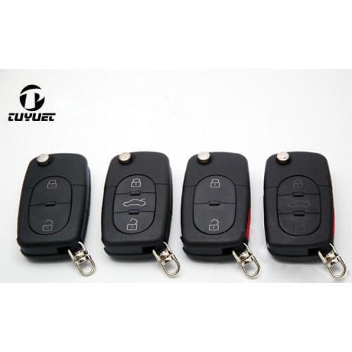 Folding Flip Remote Key Shell 2/2+1/3/3+1 Button Uncut Key Blanks for Audi Audi A2 A3 A4 A6 A8 TT CR2032 Big battery location