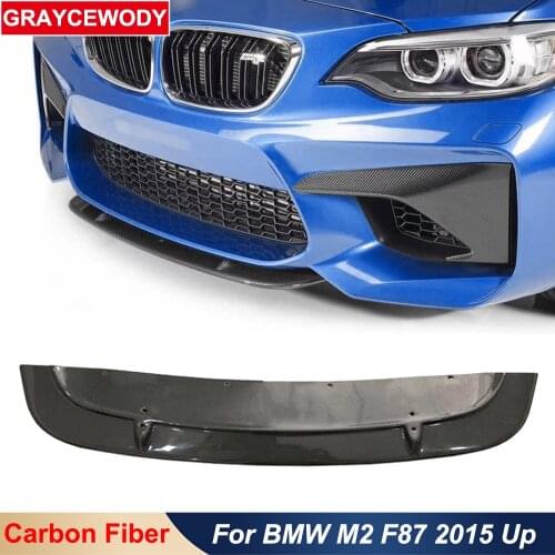 ST Style Real Carbon Fiber Material Front Bumper Lip Spoiler Protector For BMW M2 F87 2015 Up Car Tuning Modification