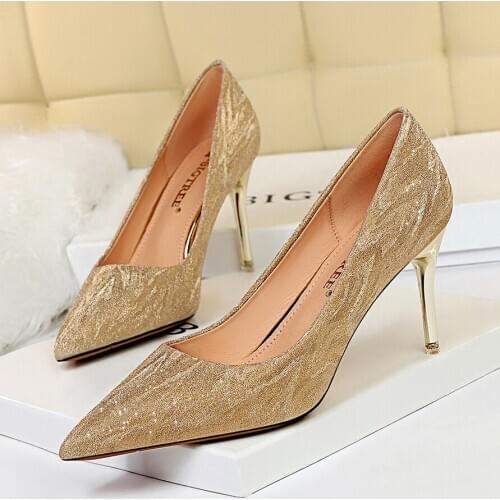 Women Pointed Toe Pumps stiletto high heel Shoes 9cm female 7cm lady glitter shining 5cm Dress footwear ladies sequin glowing