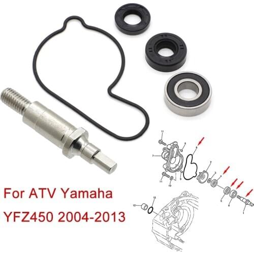 Water Pump Impeller Shaft Bearing Rebuild Gaskets Seals Repair Kit For Yamaha YFZ450 2004 - 2013 YFZ450LE YFZ450SE YFZ450BB
