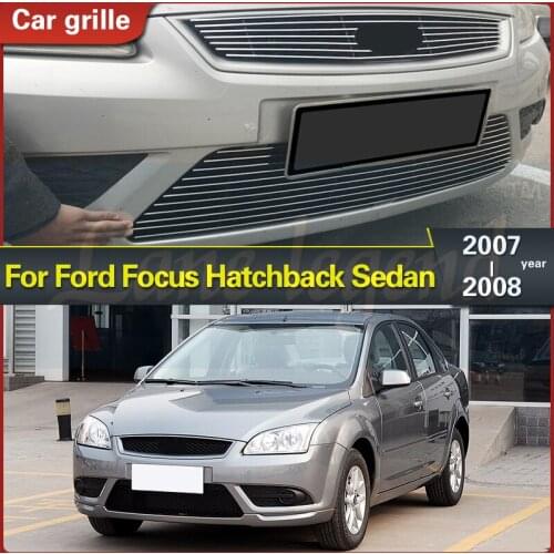 High Quality stainless steel Car Front Bumper Grille Grill Cover Trim For Ford For Focus 2007 2008 Hatchback Sedan Racing Grills