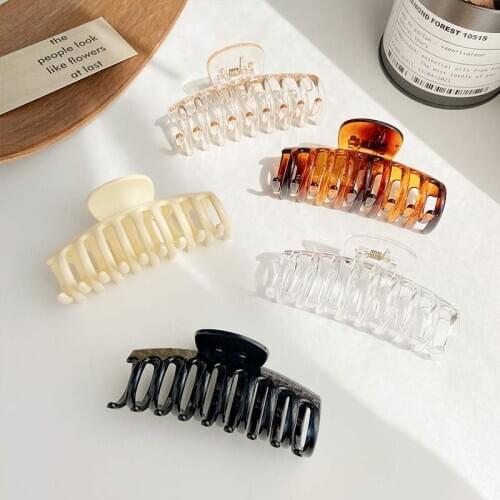 HUANZHI 2020 Elegant Retro Multicolor Resin Large Hair Clip Bath Hair Claw for Women Girl Shark Hair Accessories Hair Style Make