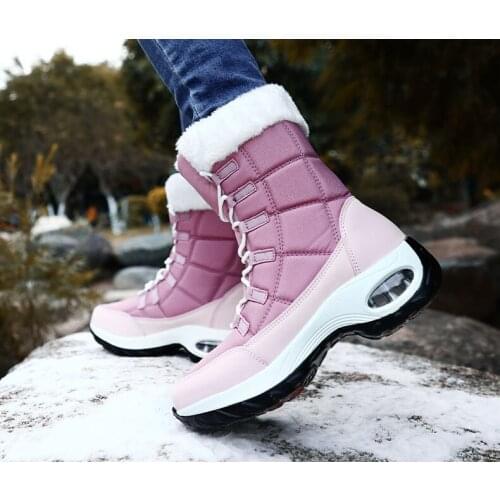 New Winter Women Boots High Quality Keep Warm Mid-Calf Snow Boots Women Lace-up Comfortable Ladies Boots Chaussures Femme