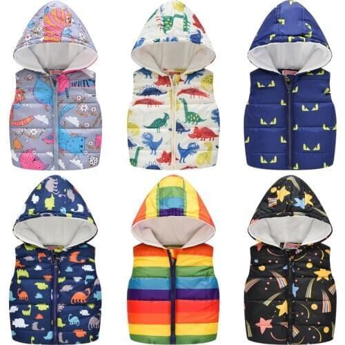 Cartoon Boys Vest Cotton Baby Girl Clothes Kids Hooded Jacket Christmas Costume Children Autumn Warm Winter Waistcoats Outerwear