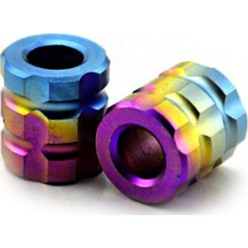 1pc Titanium Colorful Barrel Bead Fire Polished Metal Knife Tools Paracord Lanyard Parachute Cord Beads Pendant DIY Accessories