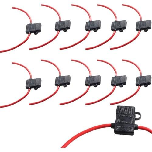 EE support 10PCS 16 Ga ATC Fuse Holder Box InLine AWG Wire Copper 12V 30A Blade Plug