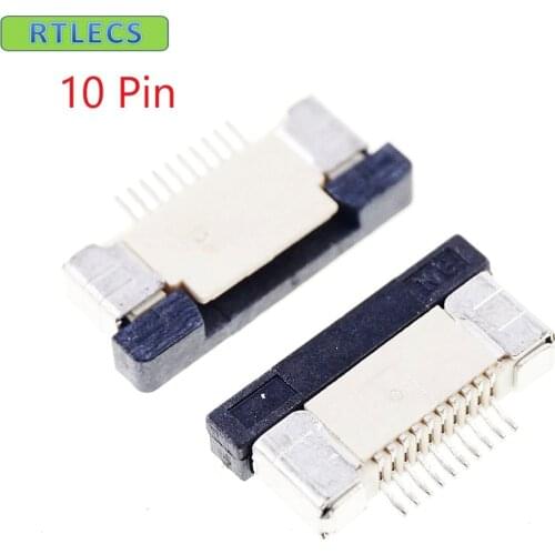 10pcs FPC connector 0.50 mm 0.020" 10 Pin Bottom Contact Right angle SMD ZIF Slide Lock Surface Mount